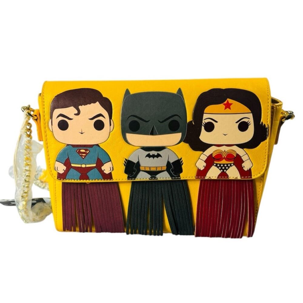 NWT Funko Pop by Loungefly DC Comics Super Trio Fringe Cape Crossbody Purse